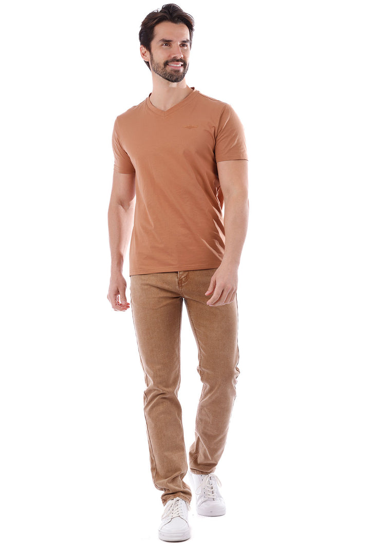 Barabas Men's Solid Color Premium Stretch Denim Jeans 3SN100 Light Rust