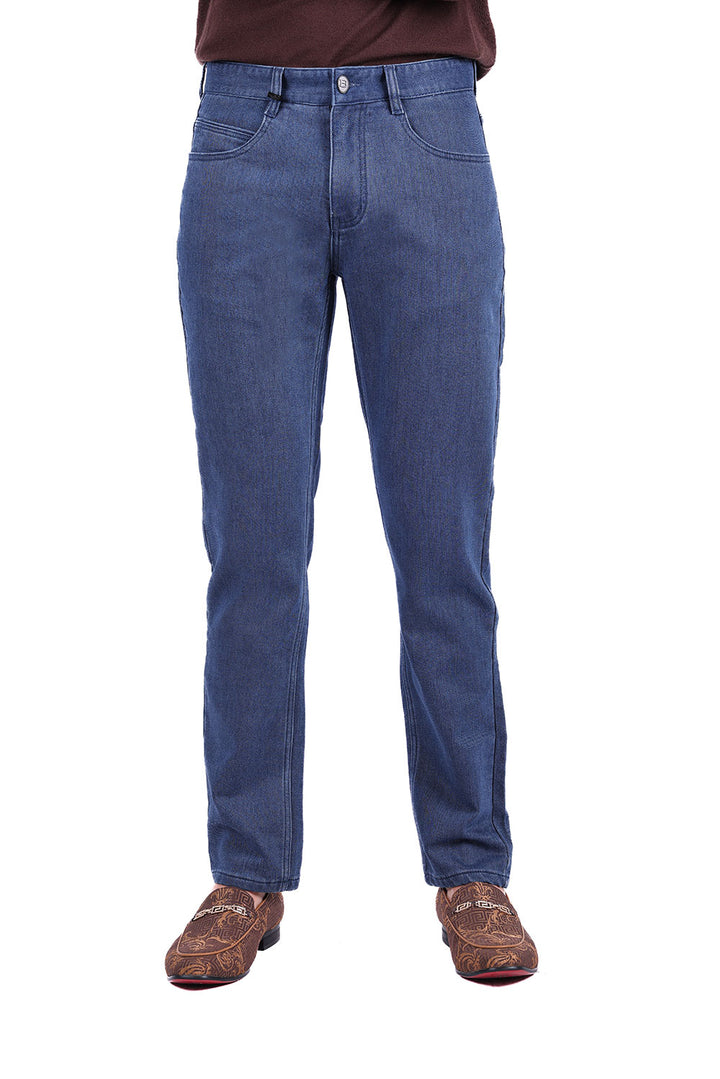Barabas Men's Solid Color Premium Stretch Denim Jeans 3SN100 Medium Blue