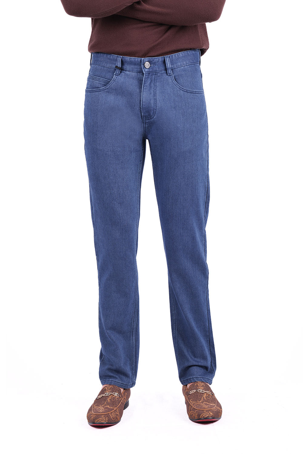 Barabas Men's Solid Color Premium Stretch Denim Jeans 3SN100 Medium Blue