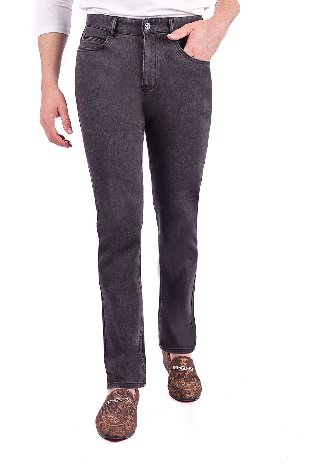 Barabas Men's Solid Color Premium Stretch Denim Jeans 3SN100 Plum