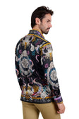 BARABAS Men's Rhinestone Sea Ocean Baroque Long Sleeve Shirts 3SPR417 #Color_Black