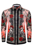 BARABAS Men's Rhinestone Floral Unicorn Long Sleeve Shirts 3SPR418 #Color_Pink
