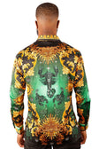 BARABAS Men's Rhinestone Scorpion Long Sleeve Shirts 3SPR432 #Color_Green