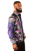 BARABAS Men's Rhinestone Scorpion Long Sleeve Shirts 3SPR432 #Color_Purple