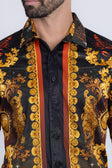 BARABAS Men's Rhinestone Scorpion Long Sleeve Shirts 3SPR432 #Color_Red