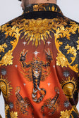 BARABAS Men's Rhinestone Scorpion Long Sleeve Shirts 3SPR432 #Color_Red
