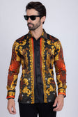 BARABAS Men's Rhinestone Scorpion Long Sleeve Shirts 3SPR432 #Color_Red