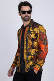 BARABAS Men's Rhinestone Scorpion Long Sleeve Shirts 3SPR432 #Color_Red