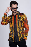 BARABAS Men's Rhinestone Scorpion Long Sleeve Shirts 3SPR432 #Color_Red