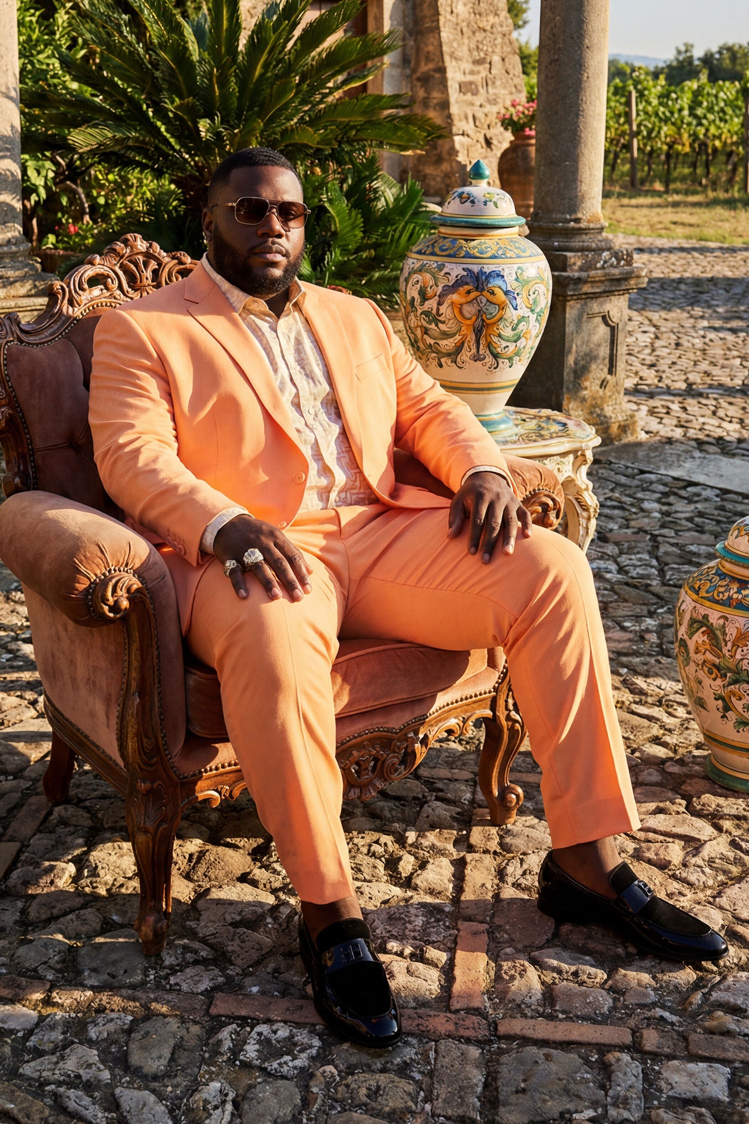 BARABAS Men's Brushed Cotton Notched Lapel Matt Suit 3SU02 Apricot Crush 