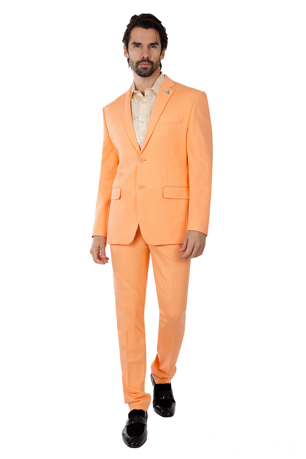 BARABAS Men's Brushed Cotton Notch Lapel Matte Casual Suit 3SU02 Apricot