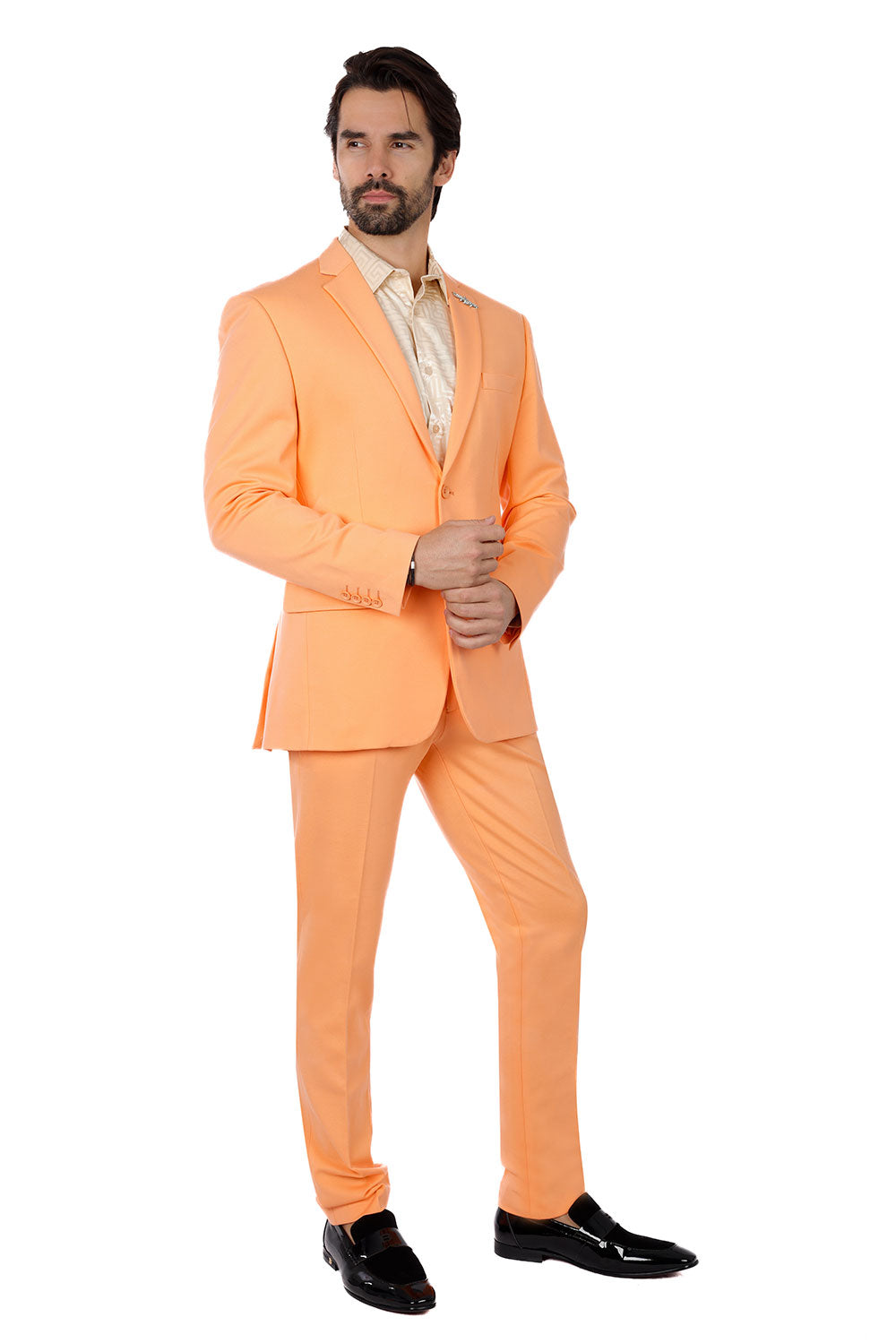 BARABAS Men's Brushed Cotton Notch Lapel Matte Casual Suit 3SU02 Orange