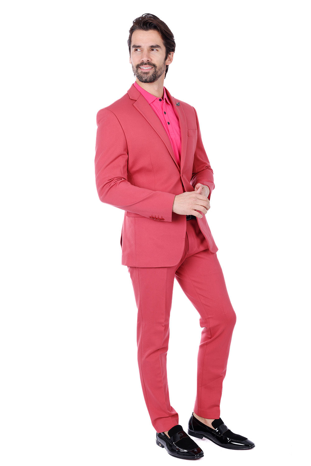 BARABAS Men's Brushed Cotton Notch Lapel Matte Casual Suit 3SU02 Pink