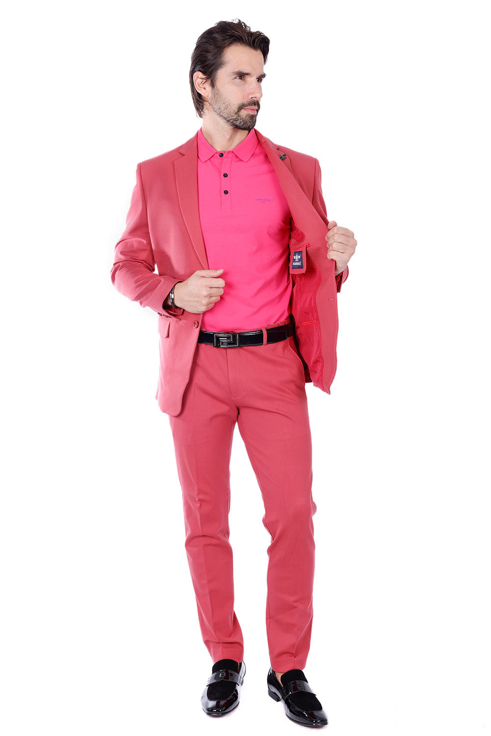 BARABAS Men's Brushed Cotton Notch Lapel Matte Casual Suit 3SU02 Pink