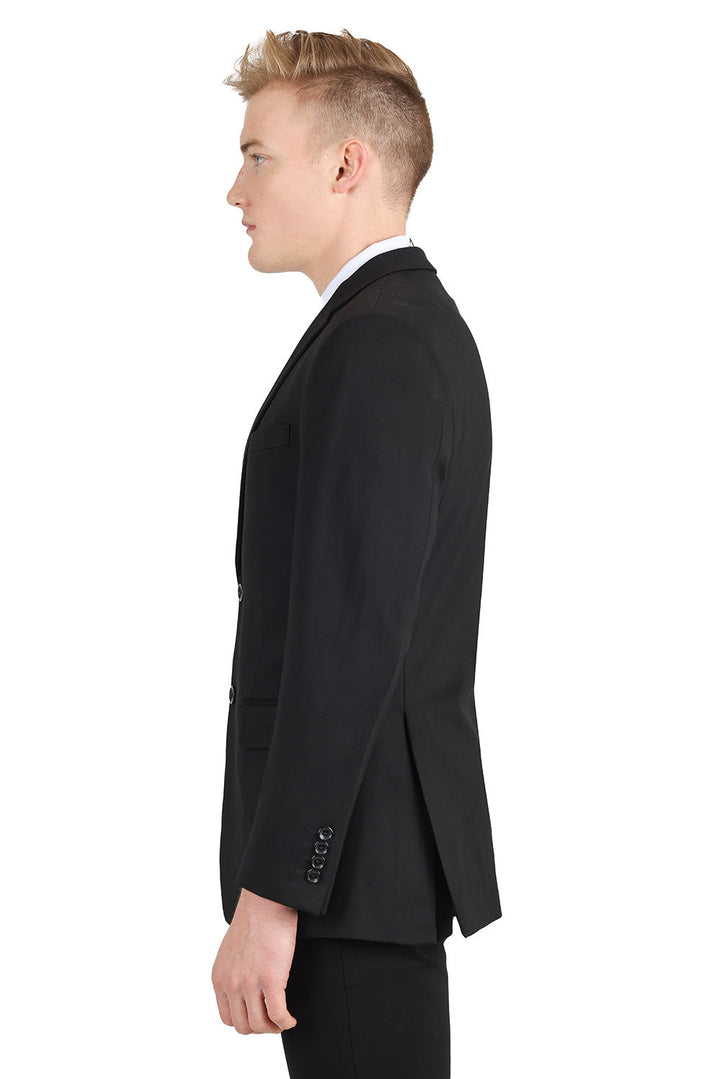 BARABAS Men's Brushed Cotton Notched Lapel Matt Suit 3SU02 Black