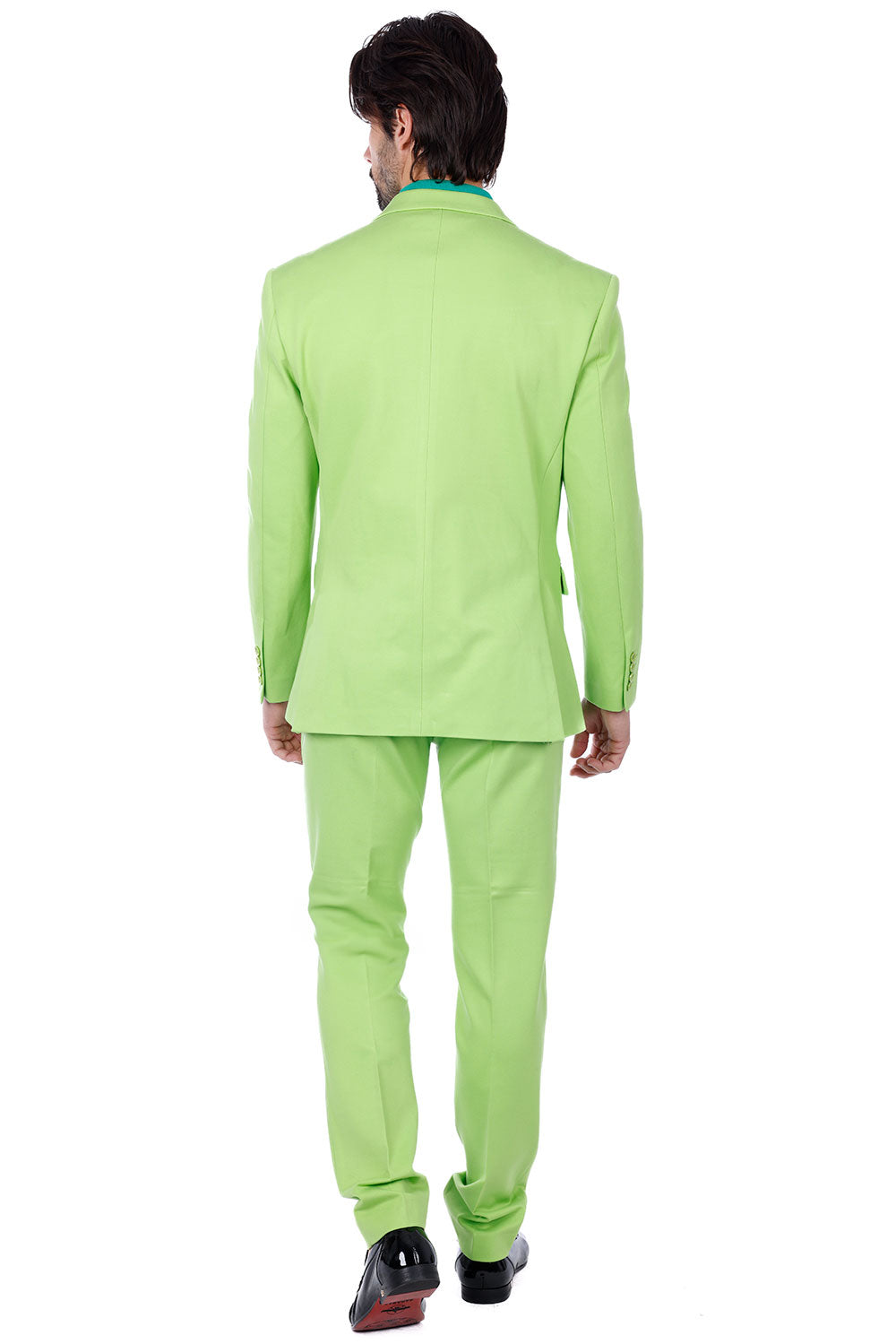 BARABAS Men's Brushed Cotton Notch Lapel Matte Casual Suit 3SU02 Light Green