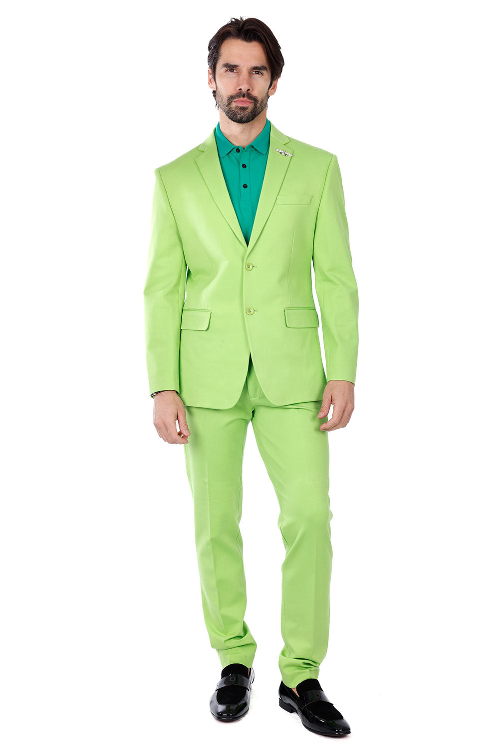 BARABAS Men's Brushed Cotton Notch Lapel Matte Casual Suit 3SU02 green