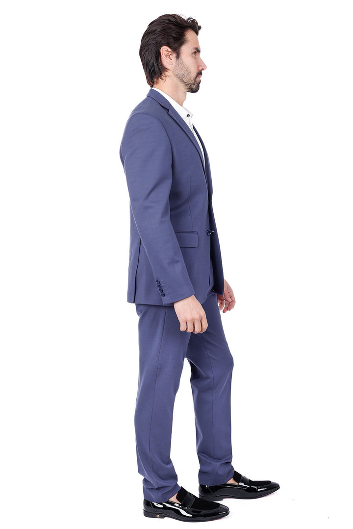 BARABAS Men's Brushed Cotton Notch Lapel Matte Casual Suit 3SU02 Blue