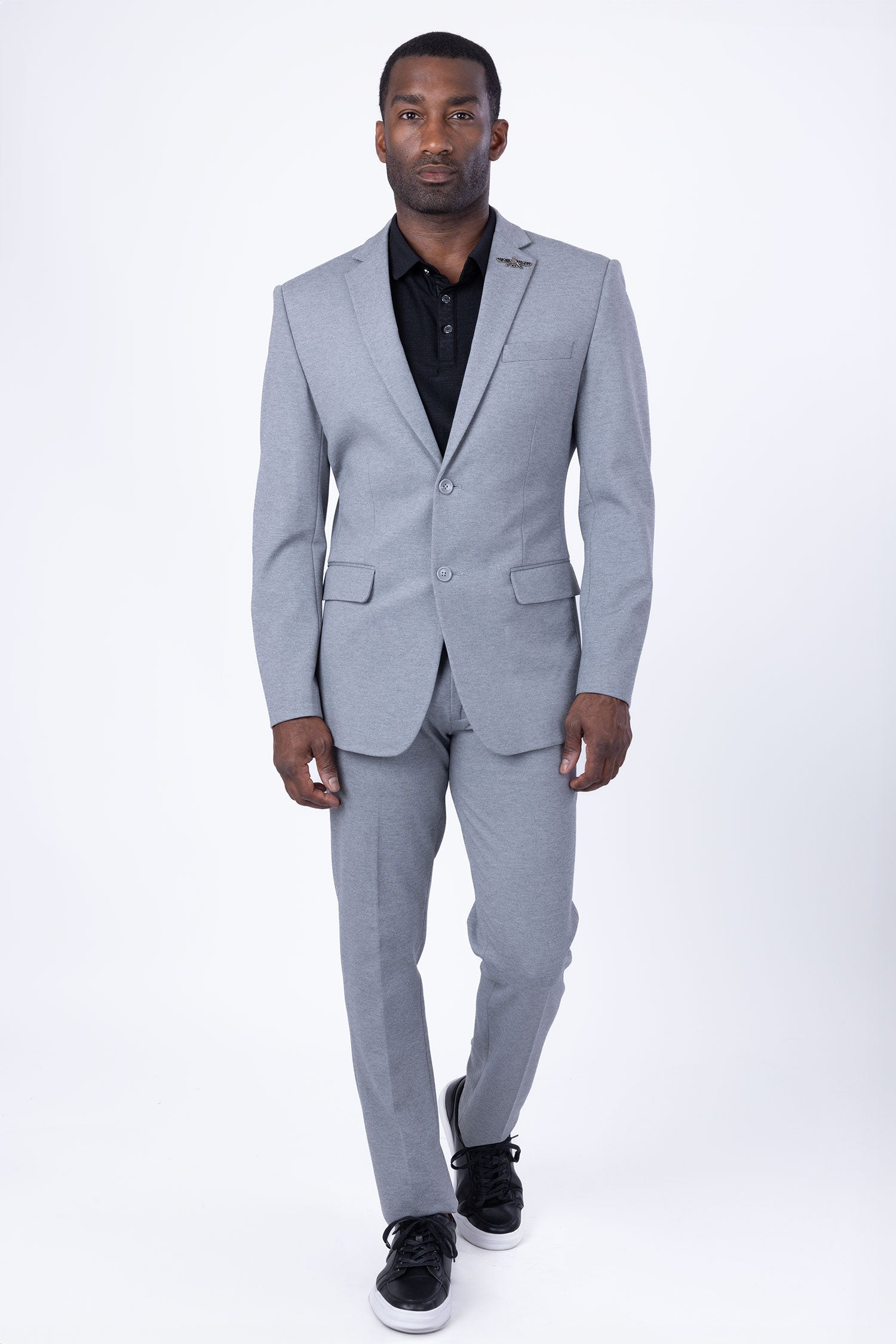 BARABAS Men's Brushed Cotton Notched Lapel Matt Suit 3SU02 Grey