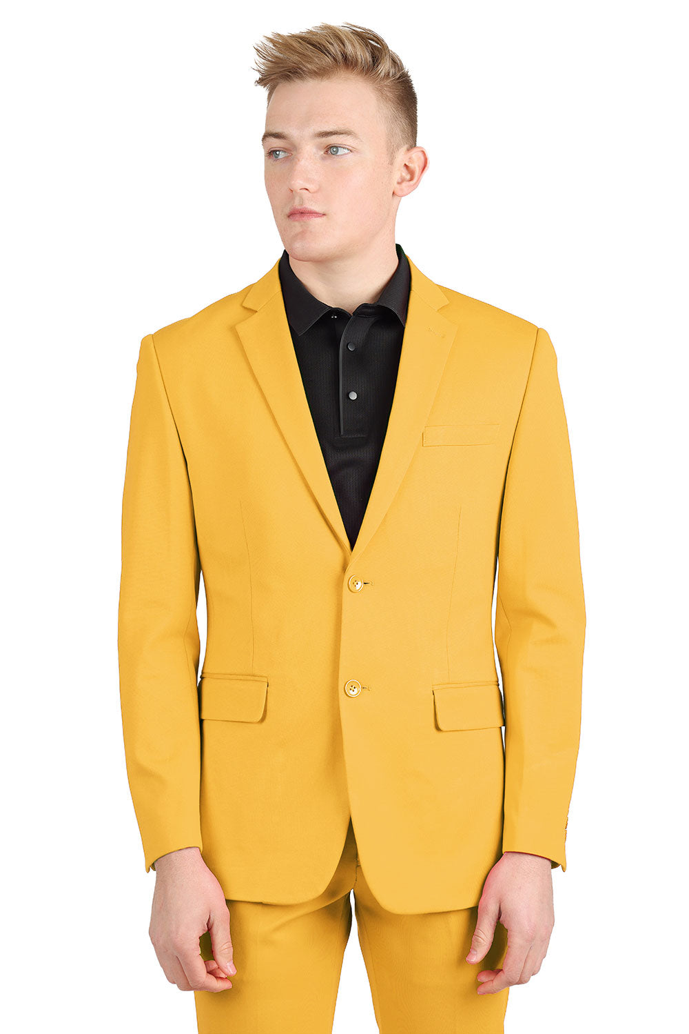 BARABAS Men's Brushed Cotton Notched Lapel Matt Suit 3SU02 Mustard