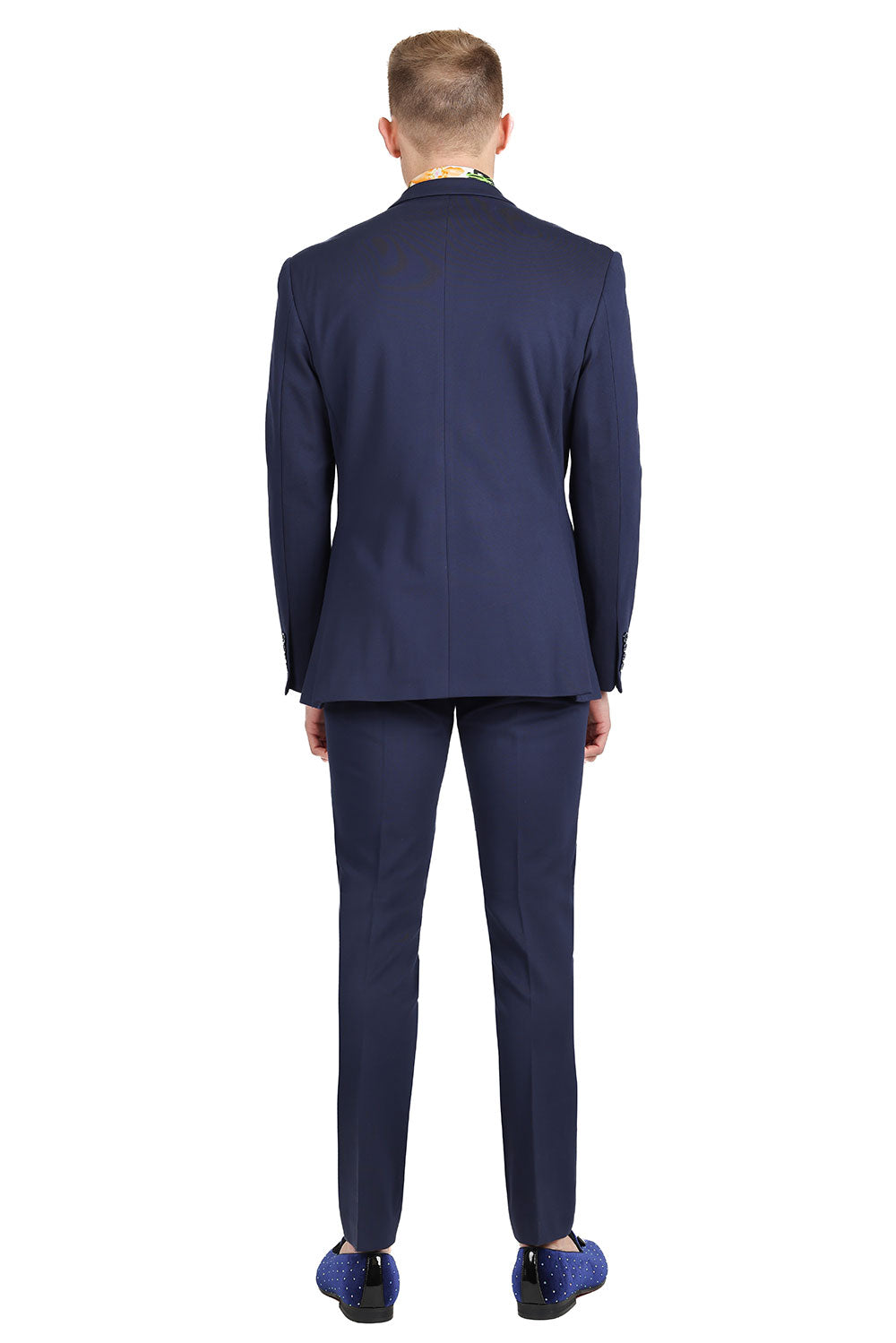 BARABAS Men's Brushed Cotton Notched Lapel Matt Suit 3SU02 navy