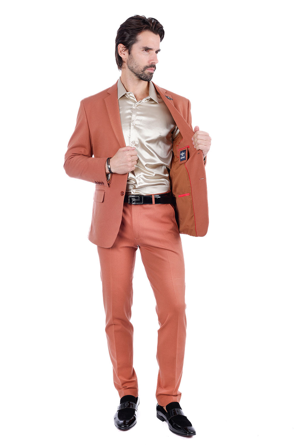 BARABAS Men's Brushed Cotton Notch Lapel Matte Casual Suit 3SU02 Brown