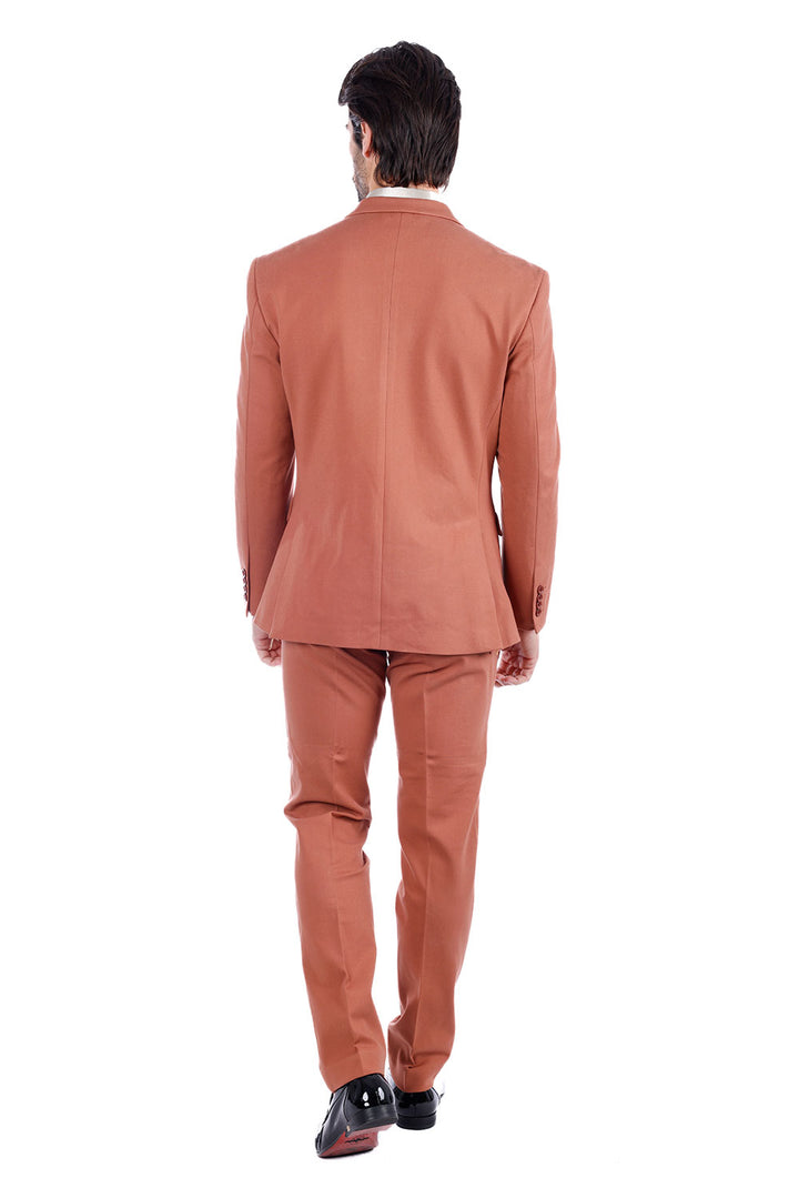 BARABAS Men's Brushed Cotton Notch Lapel Matte Casual Suit 3SU02 NutShell