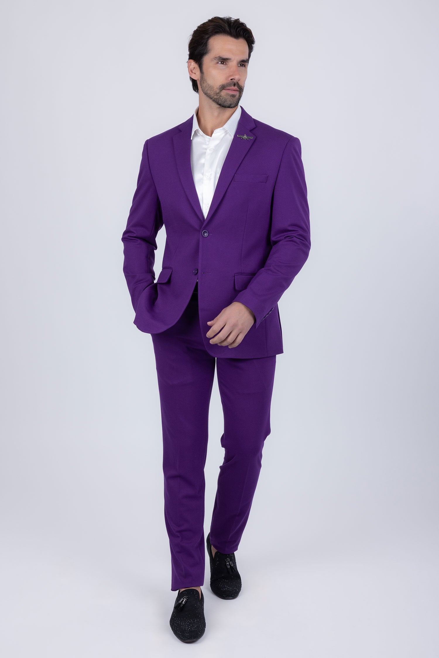 BARABAS Men's Brushed Cotton Notch Lapel Matte Casual Suit 3SU02 Purple