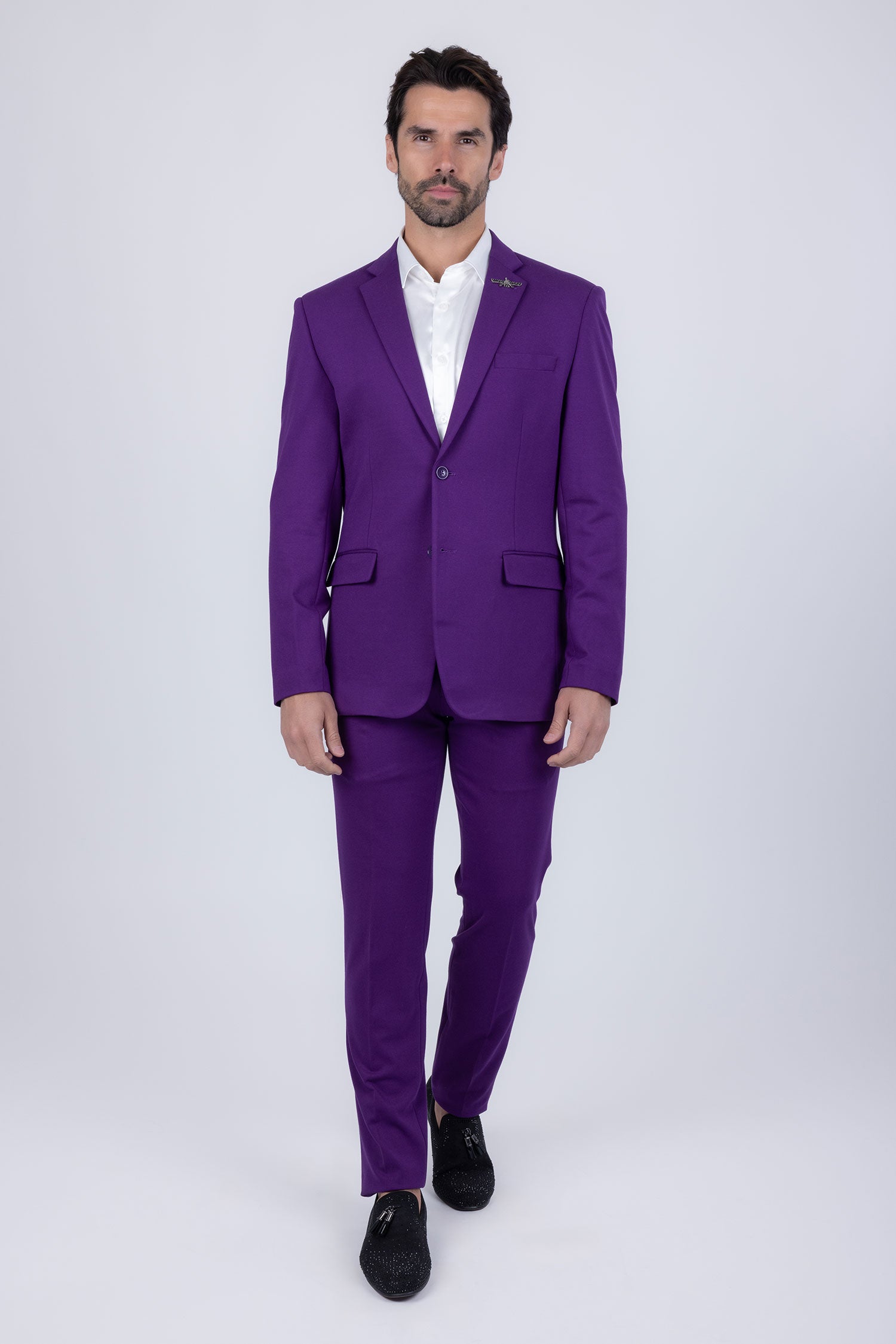 BARABAS Men's Brushed Cotton Notch Lapel Matte Casual Suit 3SU02 Purple