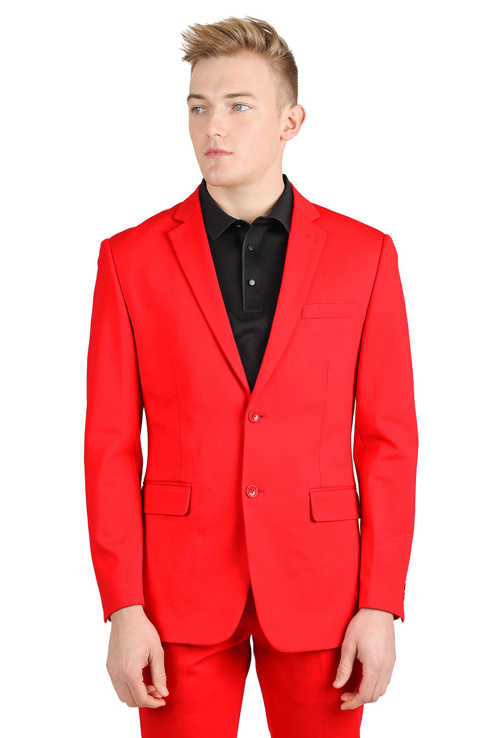 BARABAS Men's Brushed Cotton Notched Lapel Matt Suit 3SU02 Red