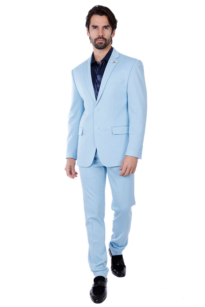 BARABAS Men's Brushed Cotton Notch Lapel Matte Casual Suit 3SU02 light Blue