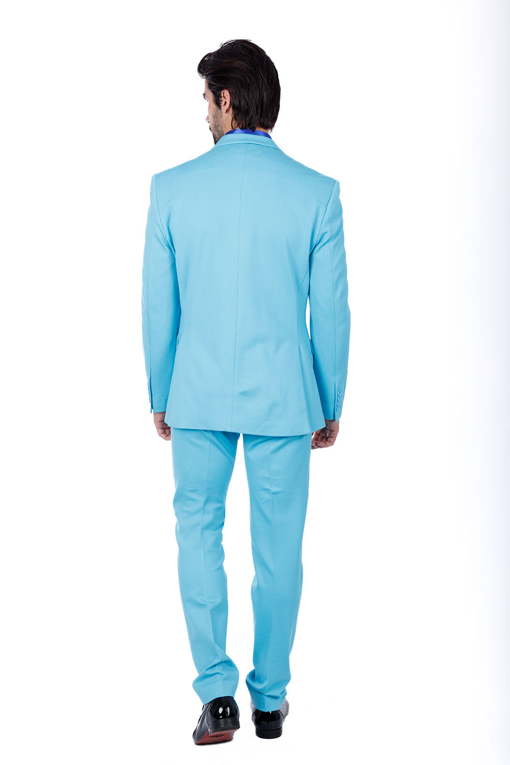 BARABAS Men's Brushed Cotton Notch Lapel Matte Casual Suit 3SU02 Turquoise