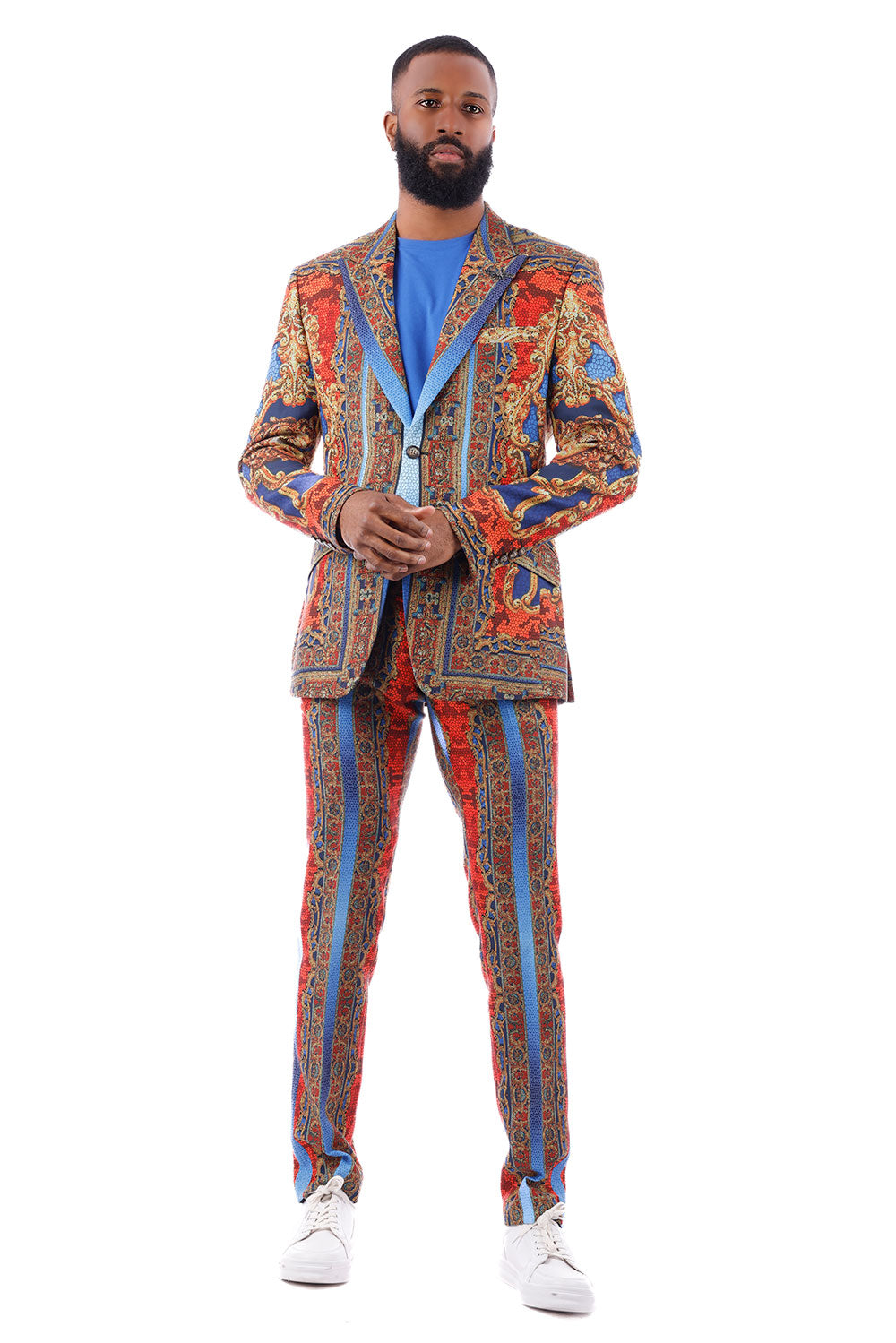 BARABAS Men's Medusa Multi-color Peak Lapel Suit 3SU21 Multicolor