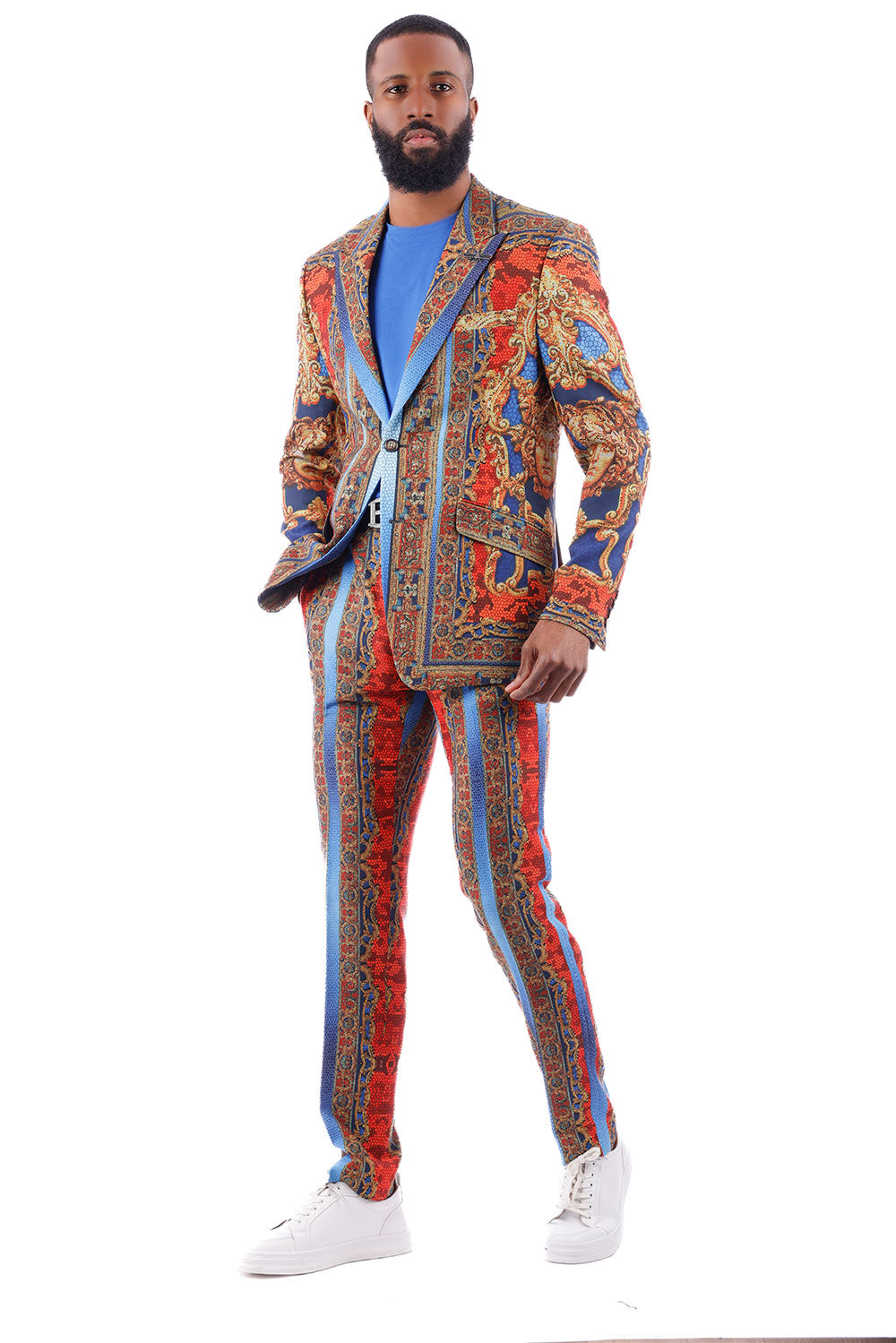 BARABAS Men's Medusa Multi-color Peak Lapel Suit 3SU21 Multicolor