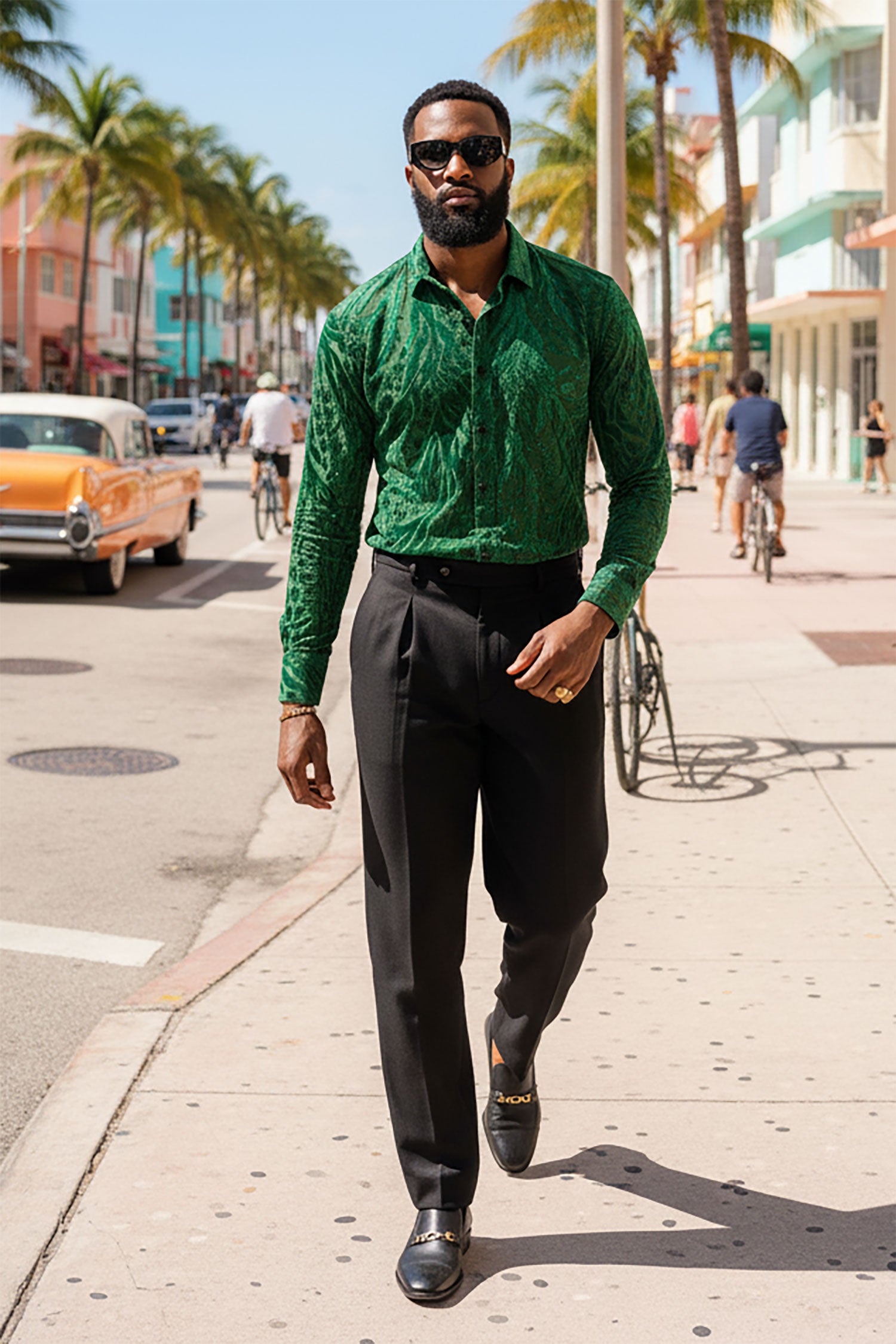 BARABAS Men's See Through floral Long Sleeve Button Down Shirt 3SVL26 Green