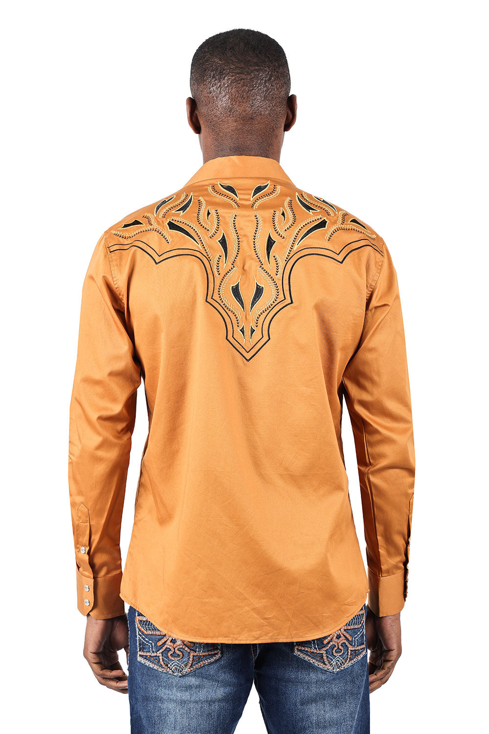 BARABAS Men's Arrows Floral Long Sleeve Studded Western Shirts 3WS3 Camel