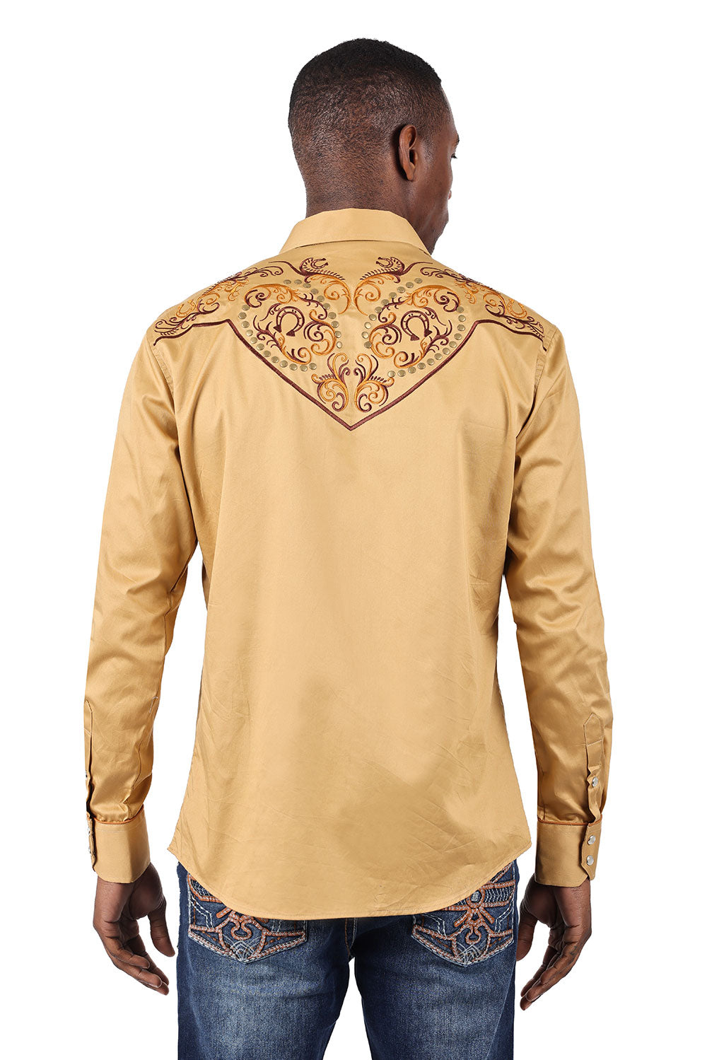BARABAS Men's Floral Arrow Embroidery Long Sleeve Western Shirts 3WS7 Cream
