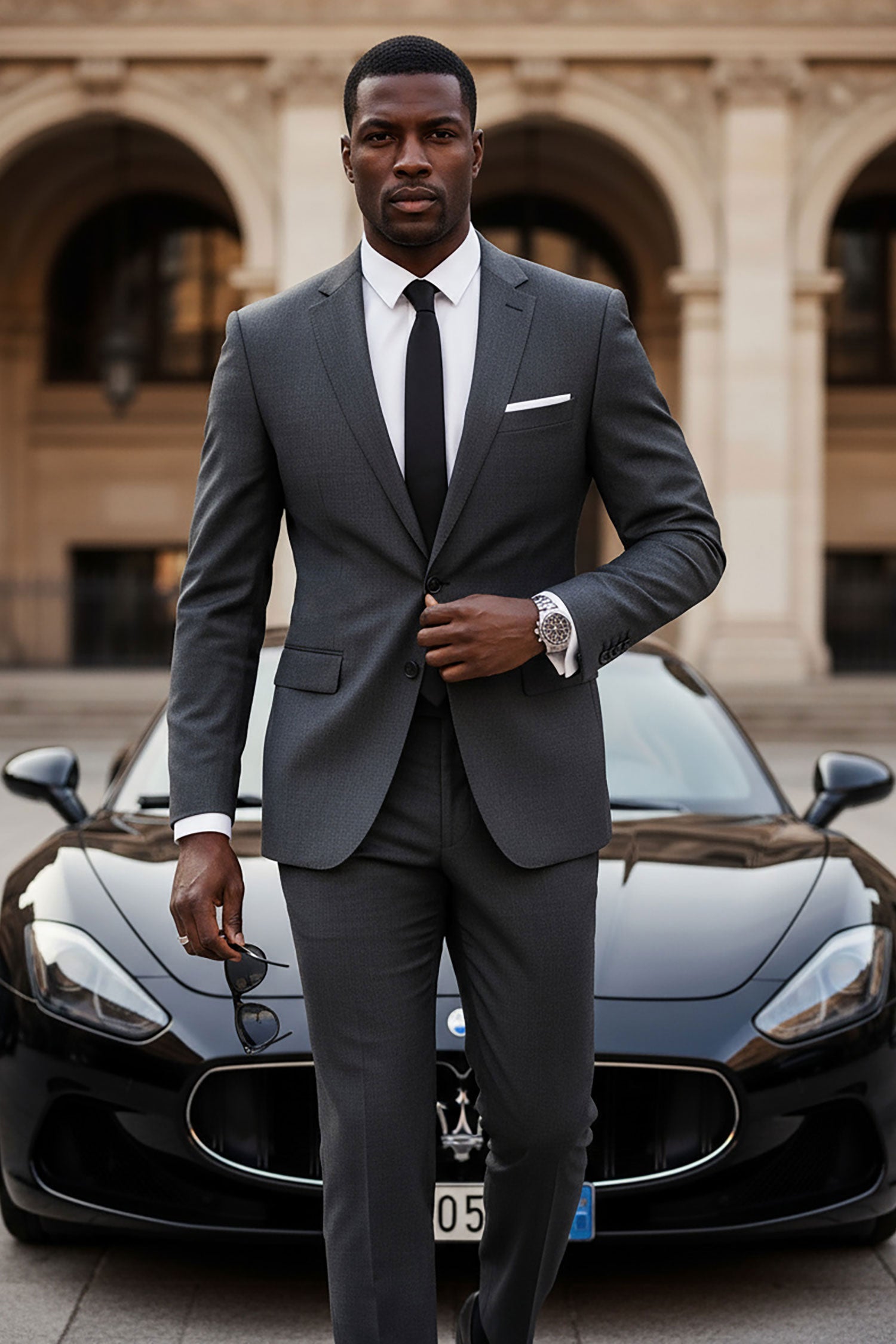 BARABAS Men's Brushed Cotton Notched Lapel Matt Suit 3SU02 Charcoal