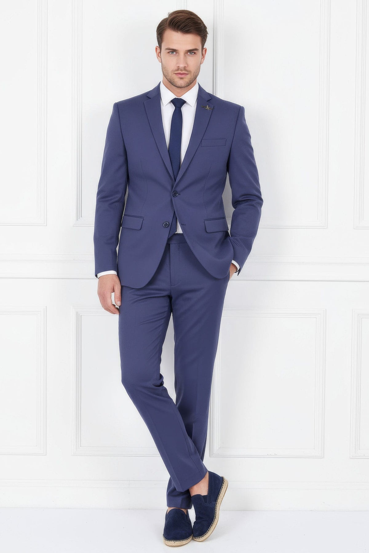 BARABAS Men's Brushed Cotton Notch Lapel Matte Casual Suit 3SU02