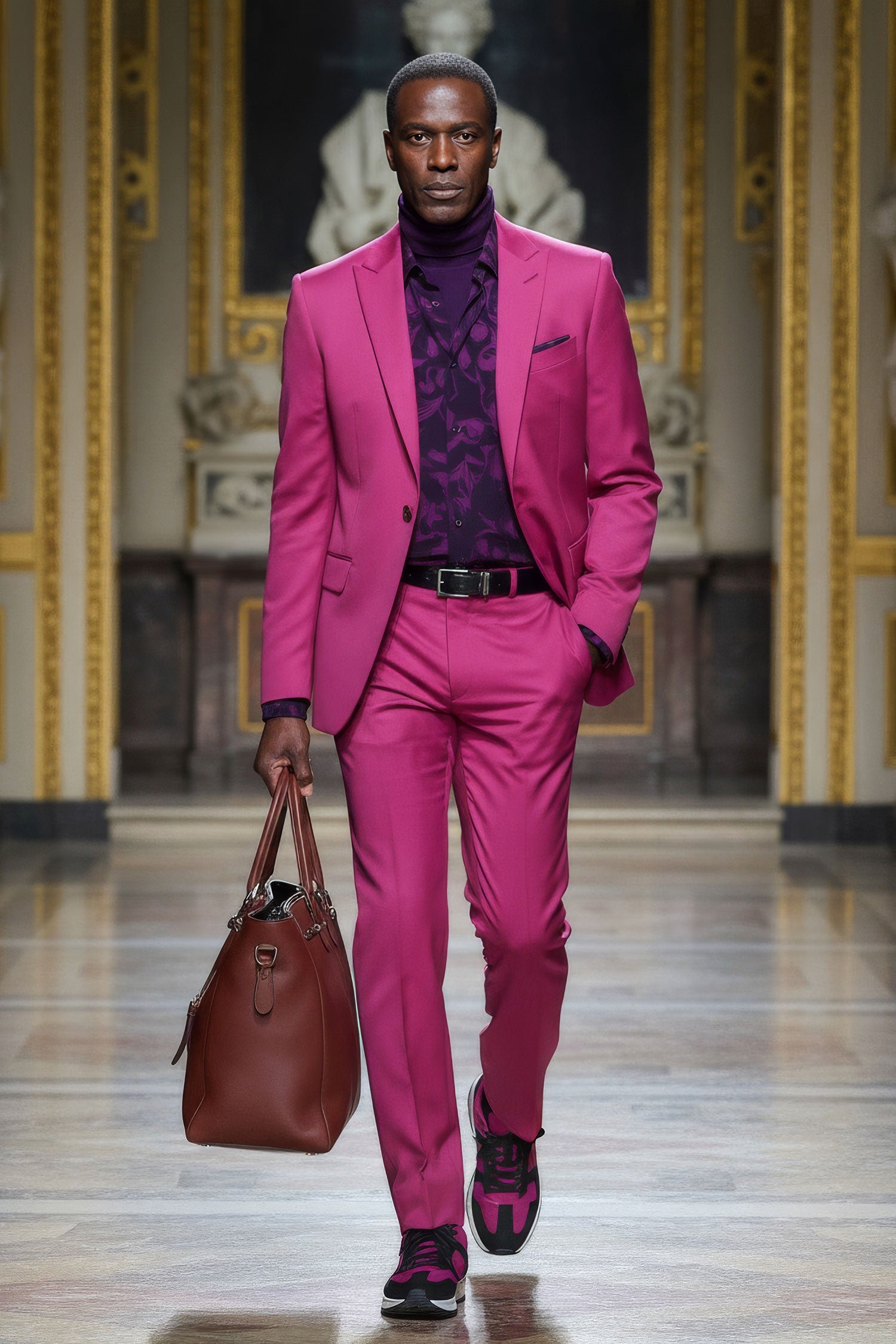 BARABAS Men's Brushed Cotton Notched Lapel Matt Suit 3SU02 Fuschia