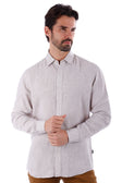BARABAS Men's Linen Lightweight Button Down Long Sleeve Shirt 4B30 #Color_Beige