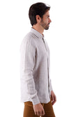 BARABAS Men's Linen Lightweight Button Down Long Sleeve Shirt 4B30 #Color_Beige