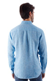 BARABAS Men's Linen Lightweight Button Down Long Sleeve Shirt 4B30 #Color_Blue