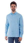 BARABAS Men's Linen Lightweight Button Down Long Sleeve Shirt 4B30 #Color_Blue