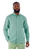 BARABAS Men's Linen Lightweight Button Down Long Sleeve Shirt 4B30 #Color_Green