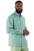 BARABAS Men's Linen Lightweight Button Down Long Sleeve Shirt 4B30 #Color_Green