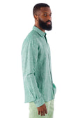 BARABAS Men's Linen Lightweight Button Down Long Sleeve Shirt 4B30 #Color_Green