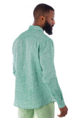BARABAS Men's Linen Lightweight Button Down Long Sleeve Shirt 4B30 #Color_Green