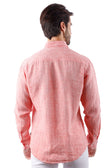 BARABAS Men's Linen Lightweight Button Down Long Sleeve Shirt 4B30 #Color_Peach
