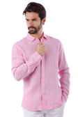 BARABAS Men's Linen Lightweight Button Down Long Sleeve Shirt 4B30 #Color_Pink